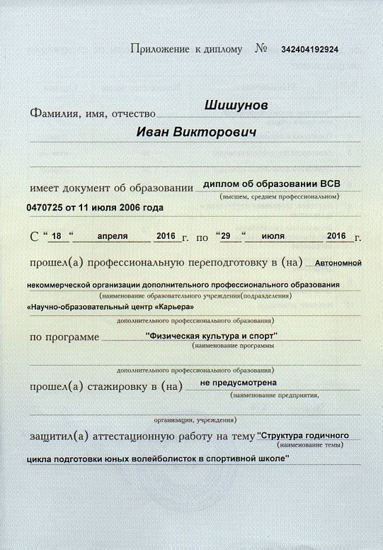 Профессиональная переподготовка по программе 