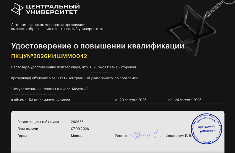 Повышение квалификации по программе 
